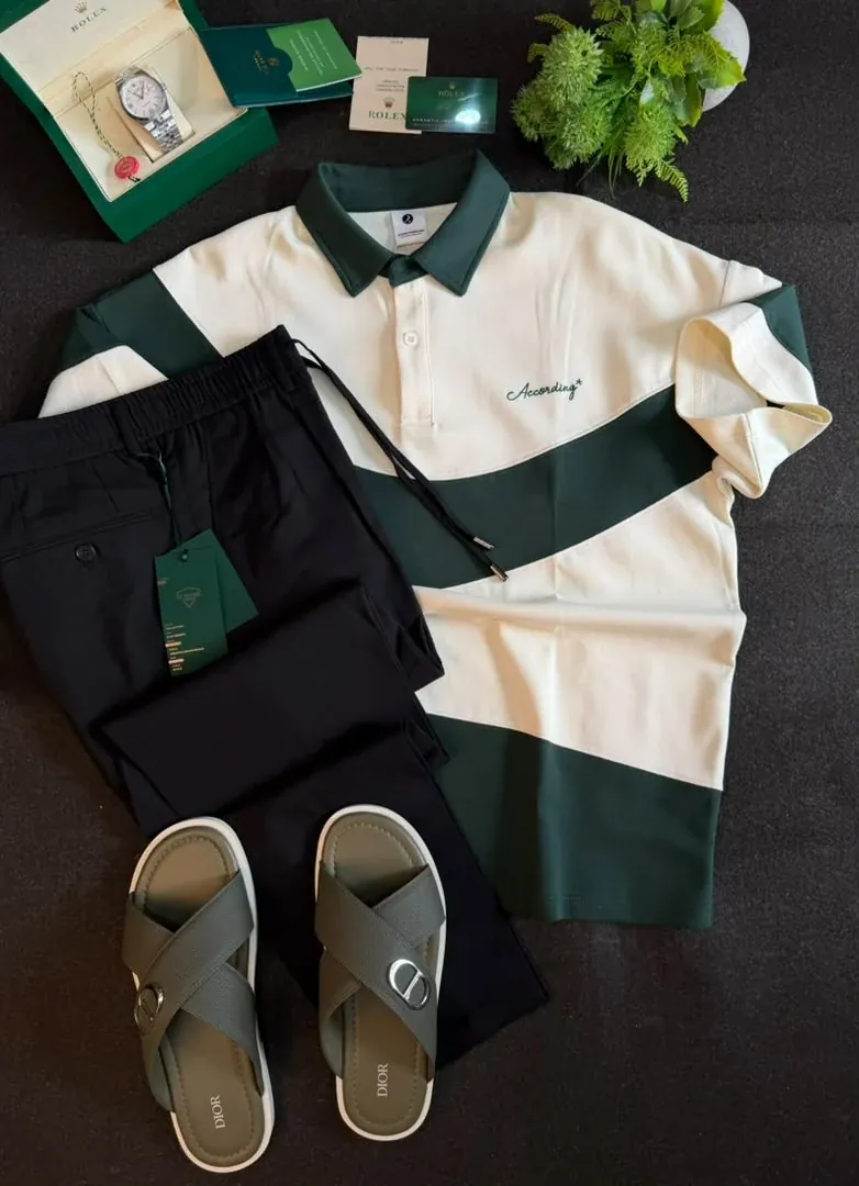 Emerald Colour-Block Knit Polo