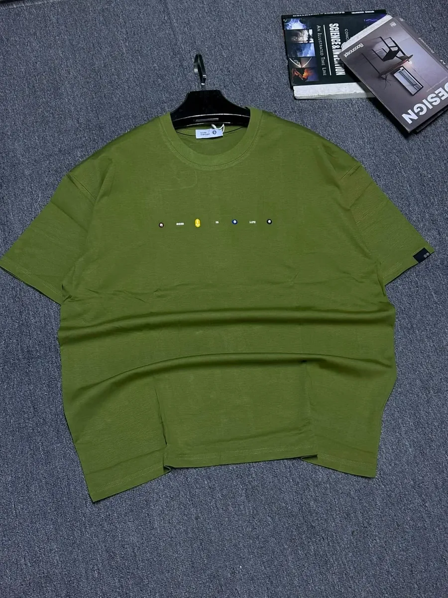 Olive Dot-Embroidered Oversized Tee