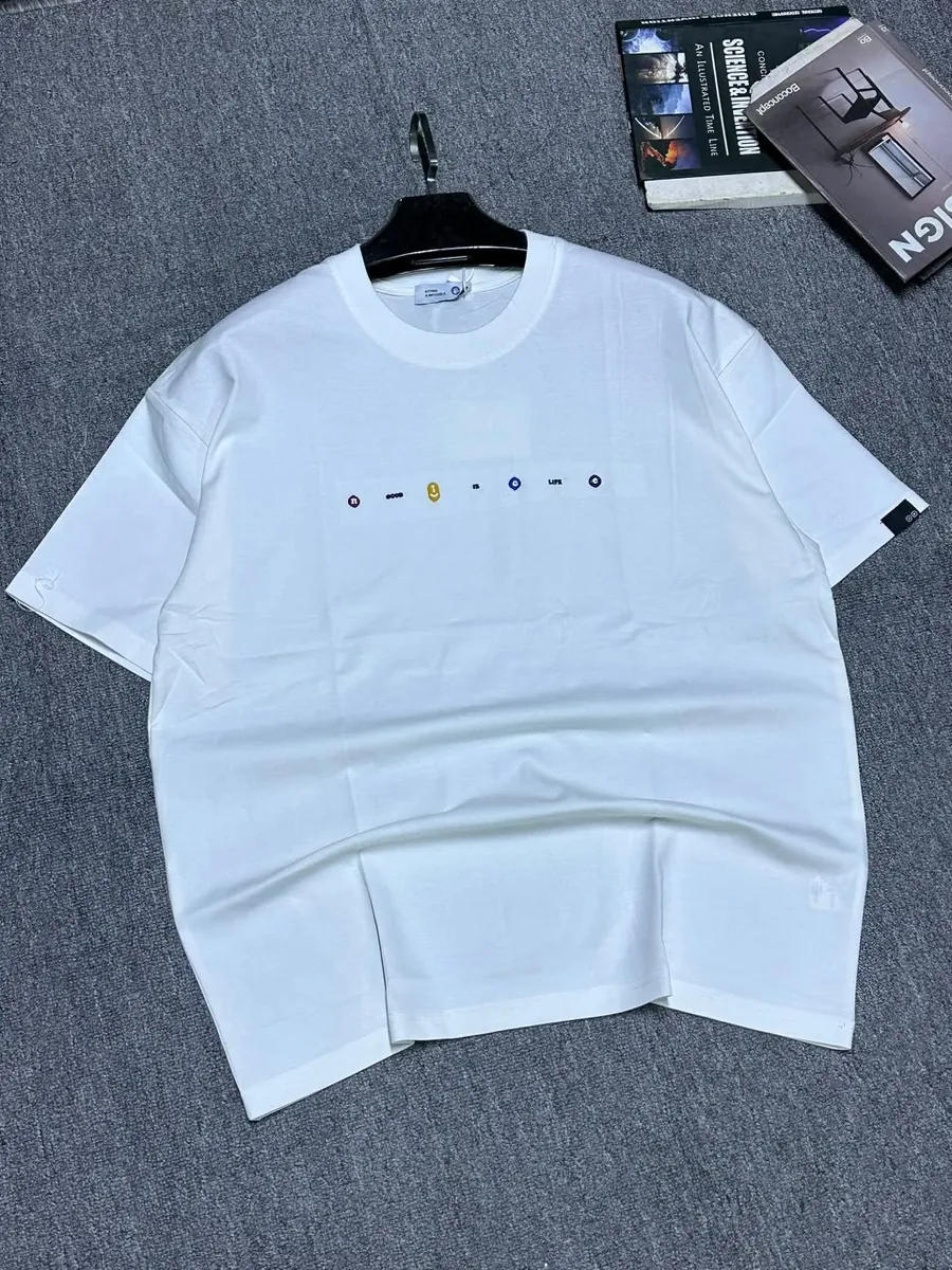 Ivory Dot-Embroidered Oversized Tee