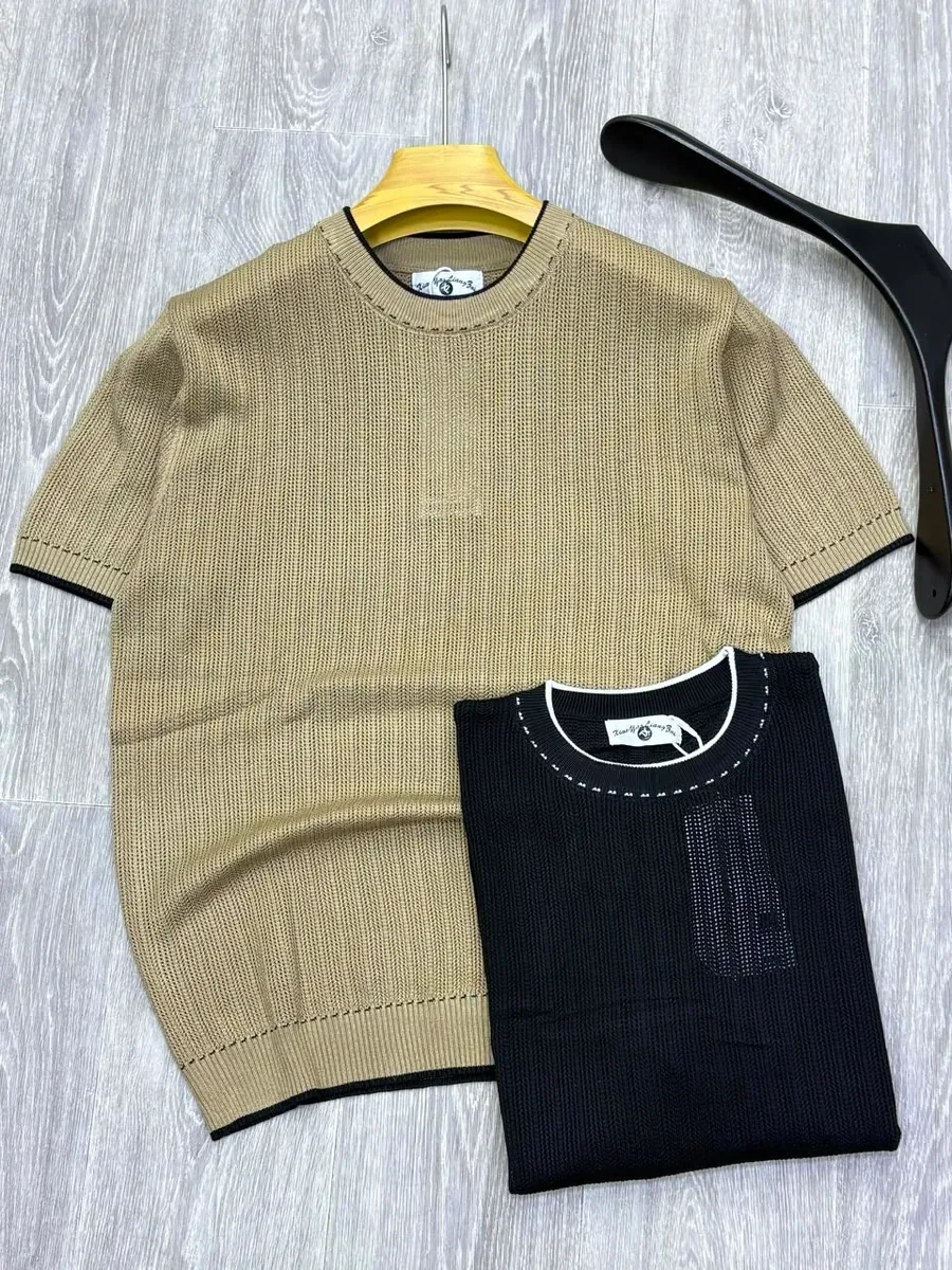Tipped Rib-Knit Tee